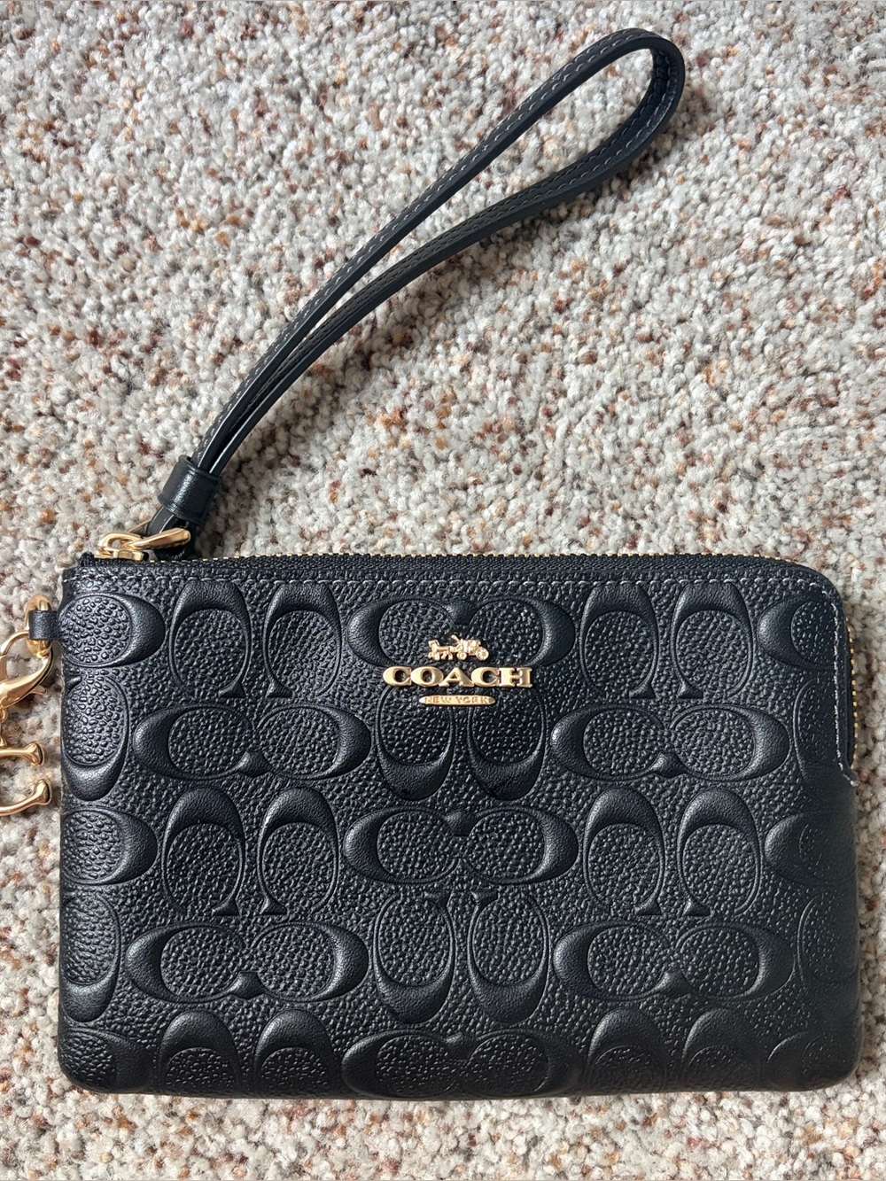 Coach black leather wristlet
